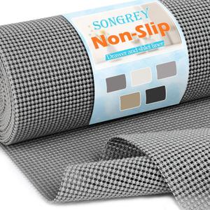 Songrey Non-Adhesive Drawer and Shelf Liner, 12IN x 20FT Non Slip Cabinet Liners, Protect Kitchen Cupboard, Bathroom Drawers, Breathable, Thick Strong Grip mat (Dark Gray)