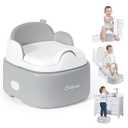 Orzbow 3-in-1 Toddler Potty Training Toilet | Baby Potty Chair, Toilet Topper Training Seat and Step Stool for Boys and Girls, Easy-to-Clean with Splash Guard and Lid, Grey