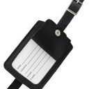 Toprank Leather Genuine Luggage Tags  Durable Leather Bag Tags for Travel, Baggage & Accessories (Black)