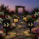 Outdoor Solar Lanterns, 2 Pack Hanging Solar Lights Waterproof, with Type-C Charging Port and Ground-Mounted Light Poles, Sunflower Decorative LED Lanterns Maintain 10 Hours of Lighting (2Pack)