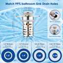 2 x Bathroom Sink Stopper with Hair Catcher, Universal Pop-Up Drain Strainer for 1.1"2.36" US Standard Sink Drain Hole, Anti-Clog Basin Stopper with Removable Stainless Steel Strainer Basket (Cross Bore)