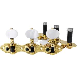 Guyker Classical Guitar Tuners, 1:18 Ratio Open Frame Style Acoustic Guitar Tuning Keys Steel String Pegs Machine Heads 2 Planks (3+3) (Gold, Oval White Jade Button)