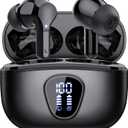 Wireless Earbuds, Bluetooth 5.4 Headphones HiFi Stereo, Bluetooth Earbuds with ENC Noise Cancelling Mic, IP7 Waterproof in Ear Earphones, 48H, LED Display Ear buds for Pad Workout Sports, Black