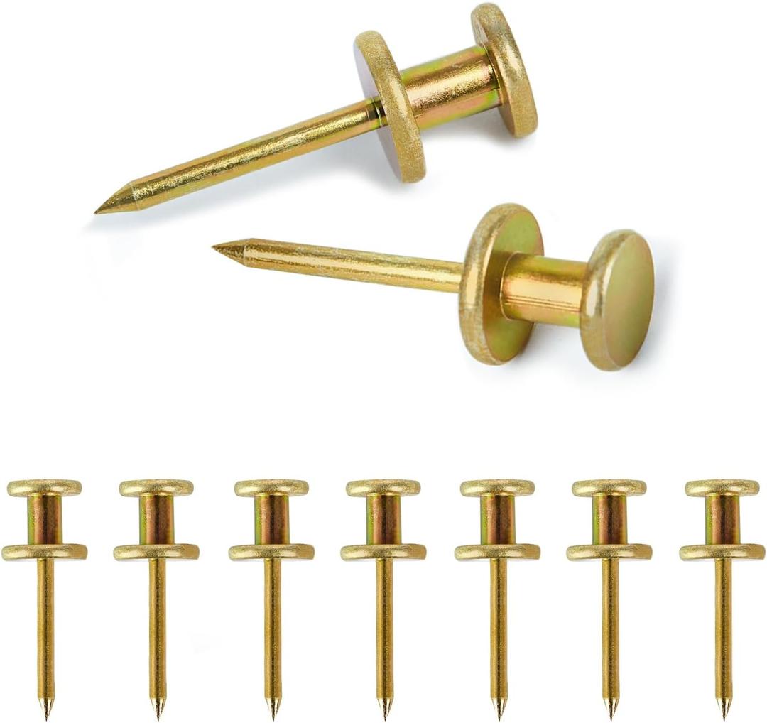 Double Headed Picture Hangers(20lbs-50pcs), Picture Hanging Nails, Thumb Tacks , Picture Nails, Wall Nails for Hanging, Professional Plaster Picture Hooks for Wooden Wall or Drywall