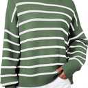 Dokotoo Oversized Womens Sweater 2025 Fall Winter Striped Sweaters Casual Trendy Sweater (M)