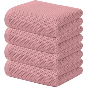 Kitinjoy 100% Cotton Waffle Weave Kitchen Hand Towels (13 X 28 Inches, Dried Roses), 4-Pack Super Soft and Absorbent Dish Towel for Drying Dishes