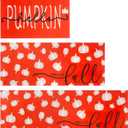 Fall Pumpkin Rubber Kitchen Rugs Set of 3,Non Slip Washable Mats Set for Home Floor Autumn Harvest Thanksgiving Day Decoration(Fall Orange, 20"x32"+20"x48"+20"x59")