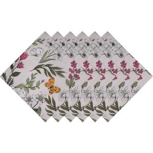 Yourtablecloth 100% Cotton Cloth Dinner Table Napkins -Soft & Vibrant Napkins 20 x 20 Set of 6 (Beige Petal)