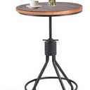 Industrial Bar Table, Counter Height 30-36inch Height Adjustable, Swivel Wooden Tabletop, Farmhouse Dinner Table for Home KitchenVintage Display Stand