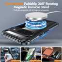 GUSTAVE Magnetic Stand for Google Pixel 9 Case [Fit for MagSafe] [360Rotatable Stand] [Built-in Tempered Glass Screen Protector] Full-Body Shockproof Military-Grade Protective Case Black