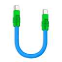 chubbycable Color Block Chubby 240W Short USB C Cable Power Bank Fast Charging Cable Silicone Charger Cord Compatible with iPhone 17-15 Series iPad, Blue+Green, Type-C to Type-C, 0.82FT