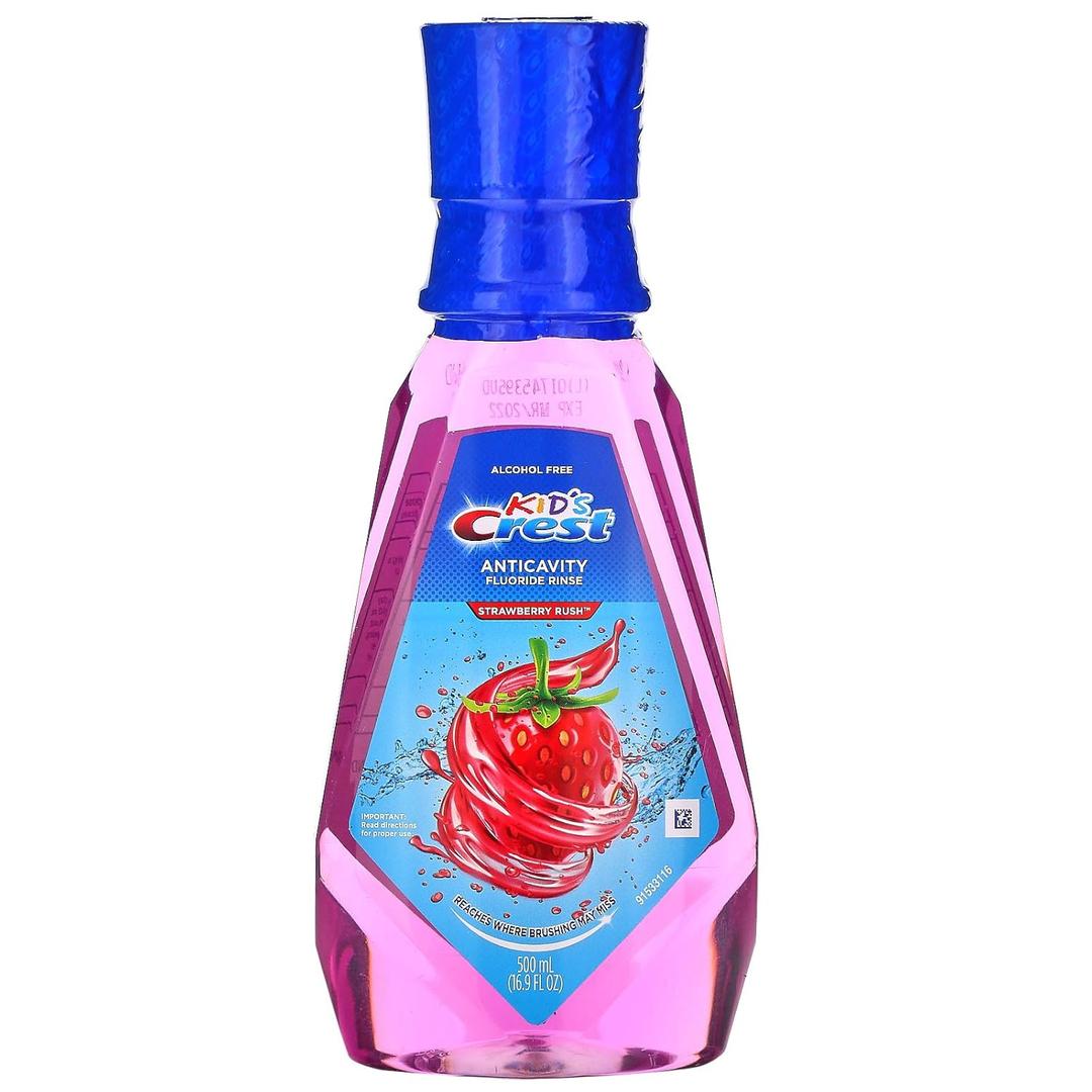 Crest Rinse Anti-Cavity Fluoride Strawberry 16.9 Ounce , 4 in 1-Pack