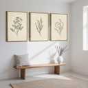 ANHUIB Neutral Beige Floral Canvas Wall Art Large Cream Botanical Wall Decor Vintage Minimalist Modern Paintings 16x24 Inch Set of 3 for Living Room Dining Room Bedroom