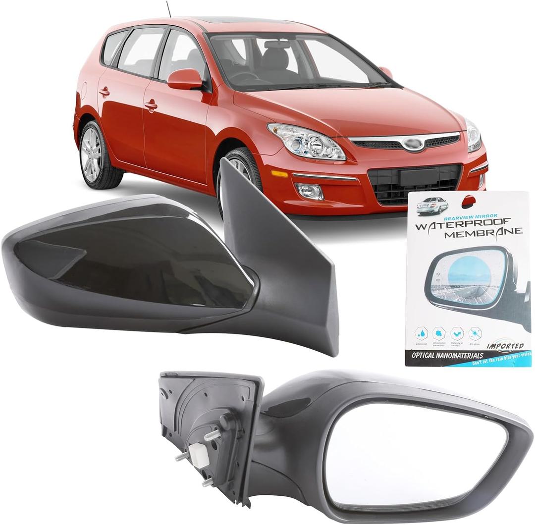 MITZONE Right Side Rear Mirror Assembly Compatible with 2011 2012 2013 Hyundai Elantra Manual folding Power Glass Heated 5Pins Black Outside View Mirror 876203Y100 HY1321179