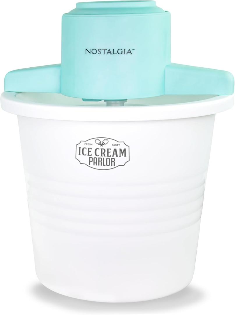 Nostalgia Electric Ice Cream Maker  Parlor Style, Old Fashioned Soft Serve Ice Cream Machine Makes Frozen Yogurt or Gelato in Minutes - Fun Kitchen Appliance  White - 4 Quart