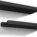 Love-KANKEI Floating Shelves Wall Mounted Set of 2, 17 Inch Rustic Wood Wall Shelves for for Storage, Bedroom Living Room Bathroom Kitchen Office and More Black