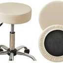 Stool Covers Round 2 Pack Bar Stool Covers Watedrproof Cushion Round Bar Stool Seat Covers for Bar Round Chair, Ivory 