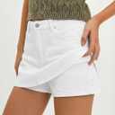 EMMIOL Women Denim Skort Skirt Stretchy Mid Waist Y2K Sexy Mini Skirts Dressy Casual Jean Skorts (White) Size 6