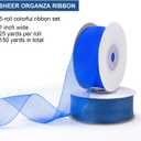 Sheer Organza Ribbon - 1 Inch x 150Yd, 6 Rolls Blue Chiffon Ribbon for Gift Wrapping, Wedding, Christmas