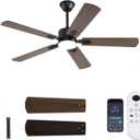 52 inch Modern Ceiling Fans with Lights APP/Remote Control, Low Profile Reversible 6 Speeds Dimmable Ceiling Fan Light for Indoor/Outdoor Bedroom Living RoomBrown