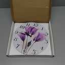 ALAZA Purple Tulip Lily Flower Wall Clock Battery Operated Kitchen Clock 9.5 Inch Bathroom Clock Non Ticking Round Decorative Desk Clock Bedroom Living Room Decor
