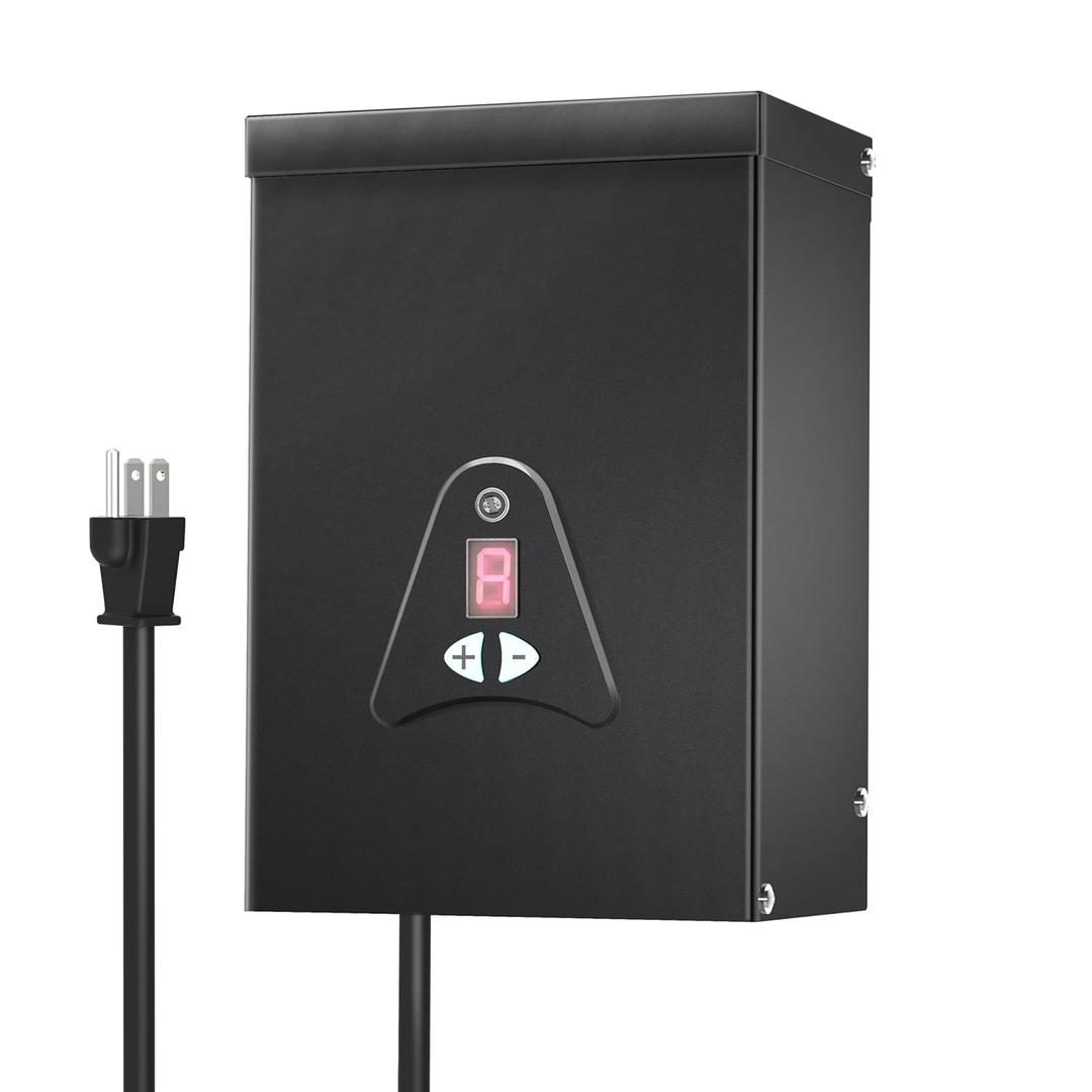Low Voltage Landscape Transformer, 300W Outdoor Low Voltage Trams Former Waterproof, Dusk to Dawn Sensor Control, 120VAC to 12 V, 2 Outputs for Outdoor Landscape Lightings, ETL Listed (200, Watts)