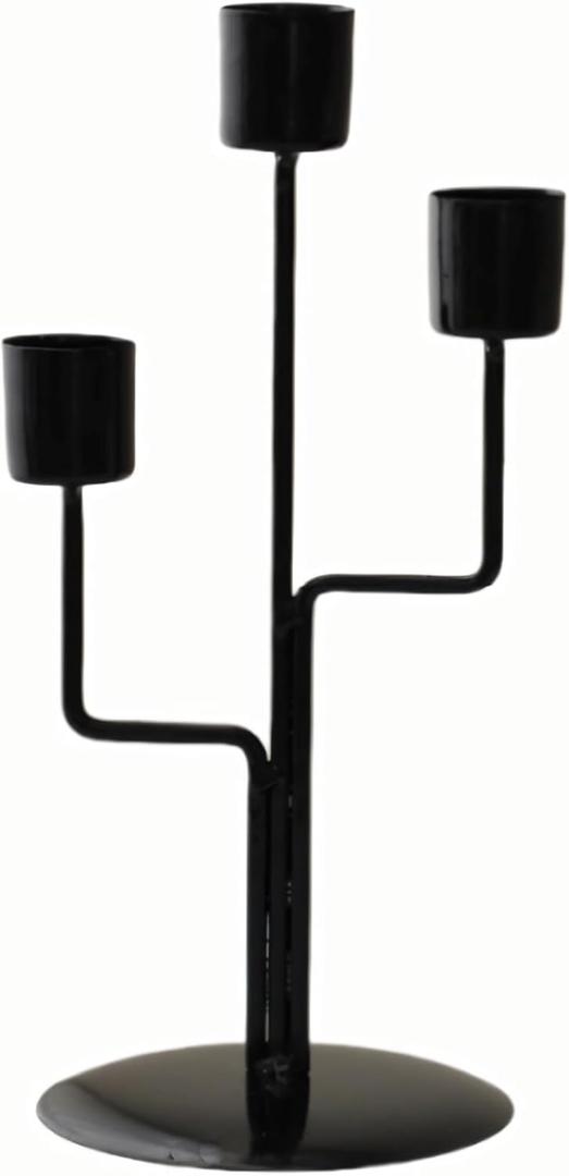 Metal Black Candlestick Holders,3 Arm Candelabra Holders for Festive Table Decor Wedding Centerpiece Mantelpiece Christmas Home Decor- Fits 3/4-Inch-Thick Candles