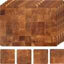 Set of 4 Heat Resistant Cork Placemats for Dining Table with Free Set of 4 Matching Drink Coasters Marble Design 16 x 12 Inches Cork Backed Hard Placemats (Honey Oak)