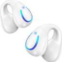 Open Ear Bone Conduction Headphones Bluetooth 5.3 Wireless Open Clip Ear Earbuds Built-in Mic with Ear Hooks 60 Hours Playtime Sport Earphones IPX7 Waterproof for Fitness Running Walking White 1