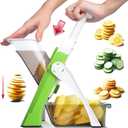 ONCE FOR ALL Safe Mandoline Slicer For Kitchen, Professional Vegetable Slicer For Food Potato Slices, Thickness Adjustable 0.1-8 mm Kitchen Artifact Fast Meal Prep (Green)