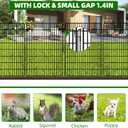 10 Panels Garden Fencing Animal Barrier with Lock, 40 in(H) X 24 ft(L) Dog Fence Outdoor for Yard Rustproof No Dig Decorative Tall Garden Fence Metal Wire Panel Border Rabbit Ground Stakes Fencing
