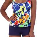 Nautica Women's Tankini Swimsuit Top Quick-Dry, UPF+, Swim, Beach, Pool & Resort Wear (Floral) Small