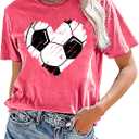 Baseball T Shirts for Women Baseball Mom Shirt Tee Funny Baseball Heart Graphic Casual Baseball Lover Gifts (Red, XXL)