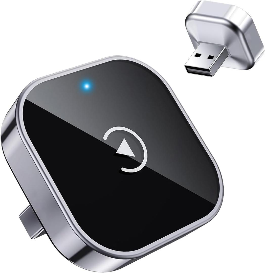 Wireless CarPlay Adapter & Android Auto Dongle, Shiny SilverFast Auto-Connect, Compact Plug & Play Wireless CarPlay Converter for iPhone & Android, USB/USB-C, No Delay, Seamless Reconnection