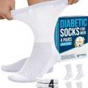 Doctor's SelectÂ® Diabetic Socks for Men - 4 Pairs Crew White Diabetic Socks for Men Size 13-15 | Non-Binding Stretch Top for Neuropathy Wht-4P