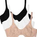 Fruit of the Loom Women's Unlined Underwire Bra-Cotton & Spandex Blend for Natural Shape and Flexibility (40D, Black Hue/Sand/White 86ck)