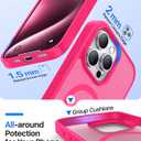 Magnetic for iPhone 15 Pro Max Case, [Compatible with MagSafe][Military-Grade Drop Protection][Anti-Yellowing] Shockproof Translucent Matte Cover for iPhone 15 Pro Max Phone Case,Hot Pink