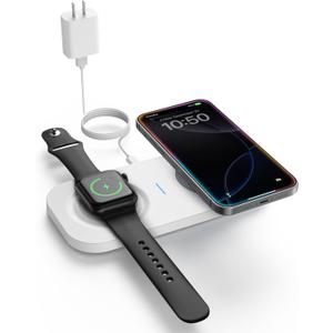 Wireless Charging pad, 2 in 1 Wireless Charger for Apple iPhone 15/14/14 Pro/13 Pro Max/Pro/Mini/12/11, Airpods 3/2/Pro, Wireless Phone Charger for Samsung S22/S21, Dual Charging Pad, 10W