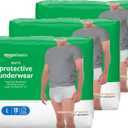 Amazon Basics Incontinence Underwear for Men, Maximum Absorbency, Large, 54 Count (3 Packs of 18)