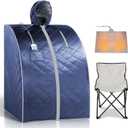 Portable Personal Infrared Sauna Tent, Full Body Home SPA, Separate Foot Heating Pad & Upgraded Reinforced Chair for Indoor Relaxation