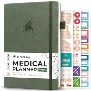 Clever Fox Compact A5 Medical Planner 12-Month – Medical Notebook, Health Diary, Wellness Journal to Track Health –12 Months (Cypress)