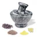 LUOLAO Marble Mortar and Pestle Set, Pill Crusher and Spice Stone Grinder, 3.7 Inch, 1/2 Cup, Grinding is Efficient and Labor-Saving (Black)