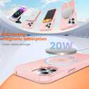 Magnetic Ring Stand Case for iPhone 14 Pro Max - 120° rotatable Stand, N52 Magnet, Non-Slip, Matt Transparent Back, Easy to Clean, Shockproof, Military Standard Drop Protection (Pink)