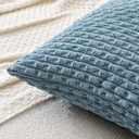 MIULEE Pack of 2 Decorative Throw Pillow Covers 18x18 Inch Soft Boho Striped Textured Corduroy Pillow Covers Modern Farmhouse Home Decor for Couch Bed Sofa Living Room Blue Grey