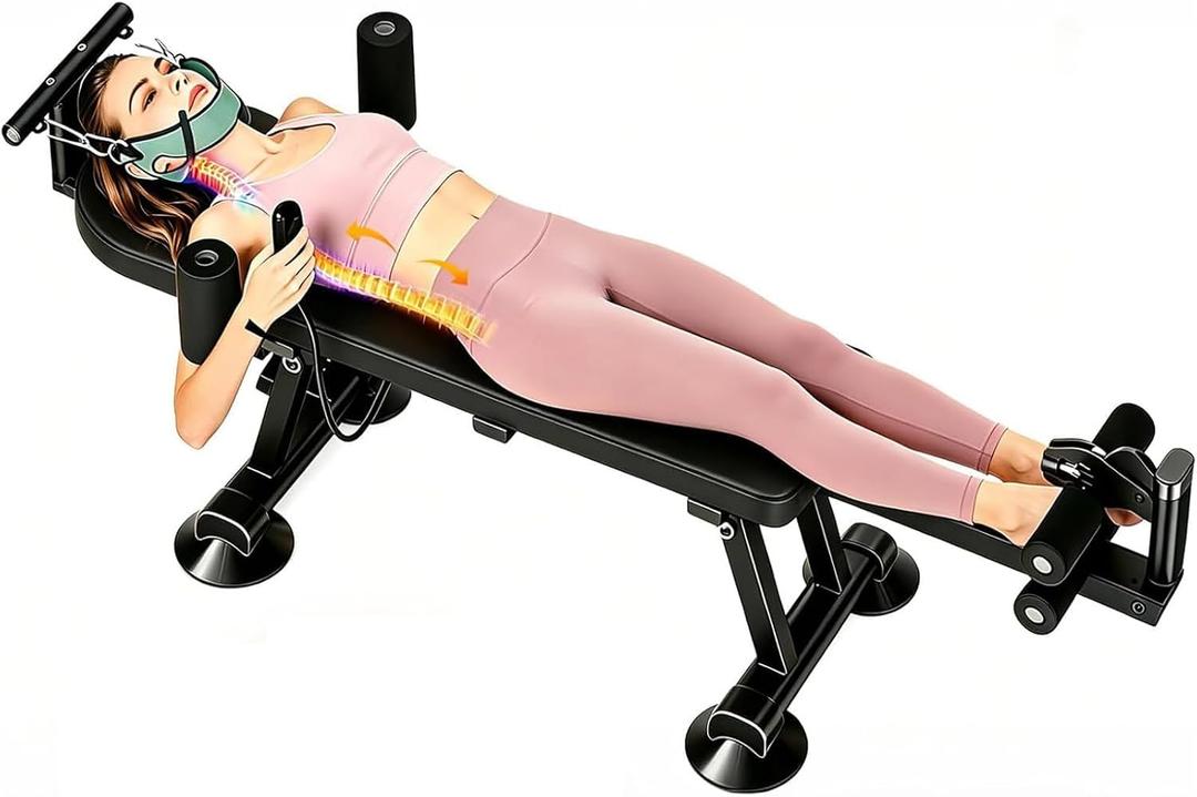 Fitness Full Body Traction Table, Massage Cervical Traction Bench & Lumbar Traction Bed, Home Stretch Decompression Machine for Tension Relief, Lumbar Stretching