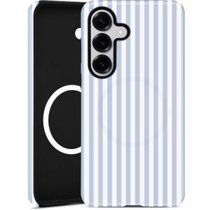 Compatible with MagSafe Striped Phone Case for Samsung Galaxy S25, Cute Aesthetic Striped Magnetic Soft TPU and Hard PC Protective Phone Cover for Women Girls
