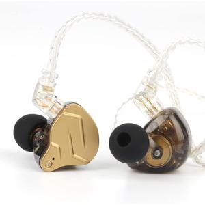 Linsoul KZ ZSN PRO X Dual Driver 1BA+1DD Hybrid Metal Earphones HiFi in-Ear Monitor with Detachable Recessed 2Pin Cable, Zinc Alloy Panel (Without Mic, Black) (Gold)