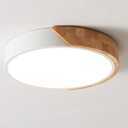 Modern LED Ceiling Light, Flush Mount, Round Wood, 30W, 2400 Lumens, Cool White, 11.8in, for Home Office, Bedroom, Living Room, Kitchen, Hallway
