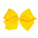 Wee Ones Girls' Classic Grosgrain Hair Bows with Plain Wrap Center, No-Slip Hair Clip, Handmade, Yellow, King