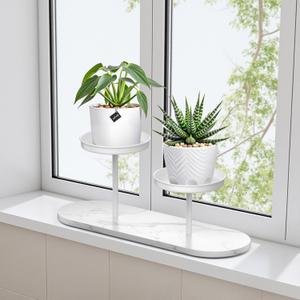 Window Sill Plant Shelf, 2-Tier Window Shelf for Plants, Window Plant Shelves, Desk Tabletop Windowsill Plant Display Stand for Living Room, Balcony, Kitchen